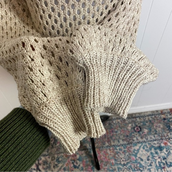 Roller Rabbit Beige Sweater Crewneck Pullover Loose Open Knit Boxy Fit Sz. Small - Picture 7 of 12